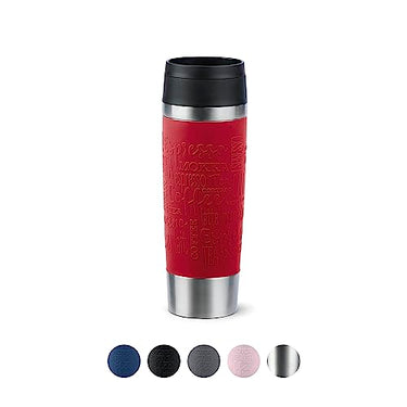 Emsa N20222 Travel Mug Classic Isolierbecher 0,5 Liter , neuer Komfort-Schraubverschluss , Edelstahl , 6h heiß und 12h kalt , 100% dicht , spülmaschinenfest , 360°-Trinköffnung , Dunkelrot im Sale